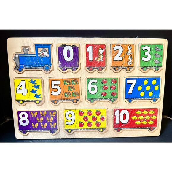 Tibbar’s wooden number train puzzle counting colors educational - Picture 1 of 8